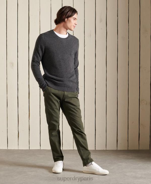 Superdry Hommes pull ras du cou léger en laine d'agneau D64Z5314 vêtements gris foncé