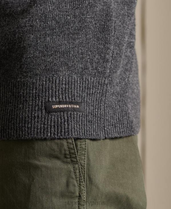Superdry Hommes pull ras du cou léger en laine d'agneau D64Z5314 vêtements gris foncé
