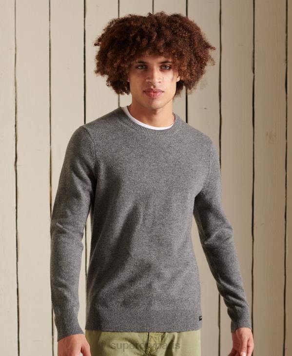 Superdry Hommes pull ras du cou léger en laine d'agneau D64Z5315 vêtements gris clair