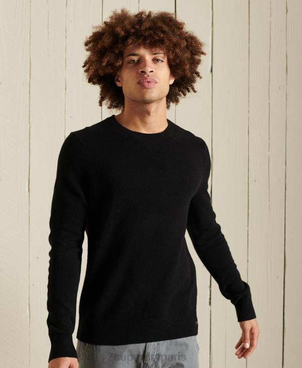 Superdry Hommes pull ras du cou léger en laine d'agneau D64Z5318 vêtements noir
