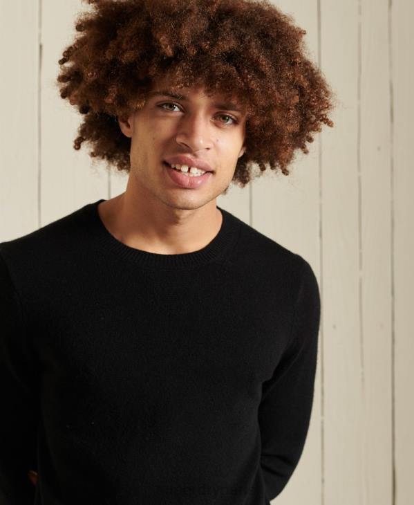 Superdry Hommes pull ras du cou léger en laine d'agneau D64Z5318 vêtements noir