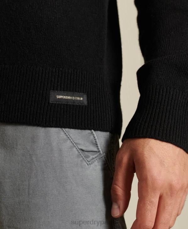 Superdry Hommes pull ras du cou léger en laine d'agneau D64Z5318 vêtements noir
