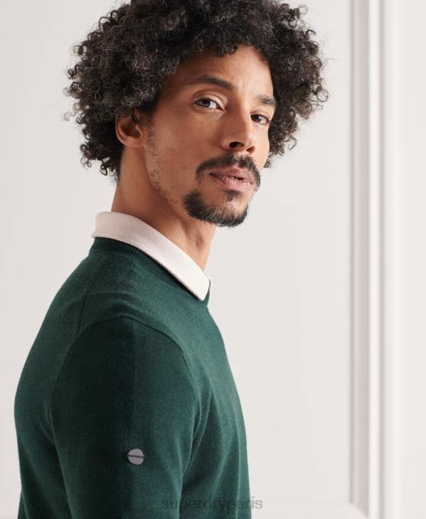 Superdry Hommes pull ras du cou léger en mérinos D64Z1306 vêtements vert