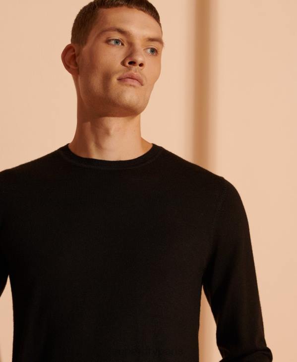 Superdry Hommes pull ras du cou léger en mérinos D64Z1338 vêtements noir