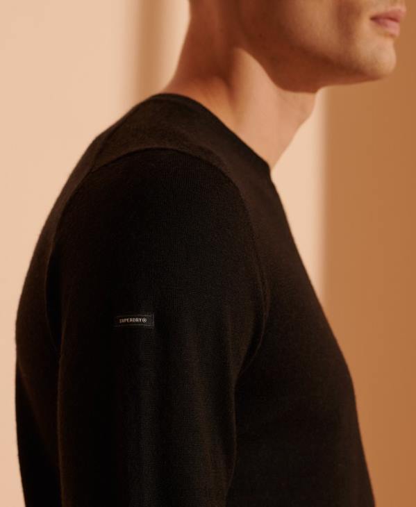 Superdry Hommes pull ras du cou léger en mérinos D64Z1338 vêtements noir
