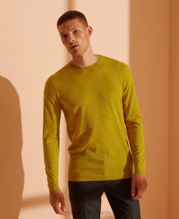 Superdry Hommes pull ras du cou léger en mérinos D64Z5303 vêtements jaune