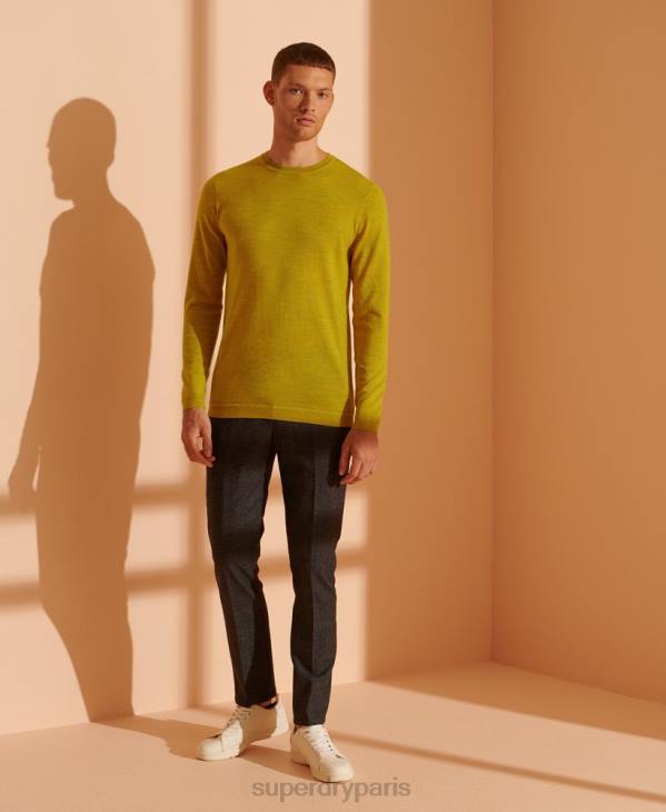 Superdry Hommes pull ras du cou léger en mérinos D64Z5303 vêtements jaune