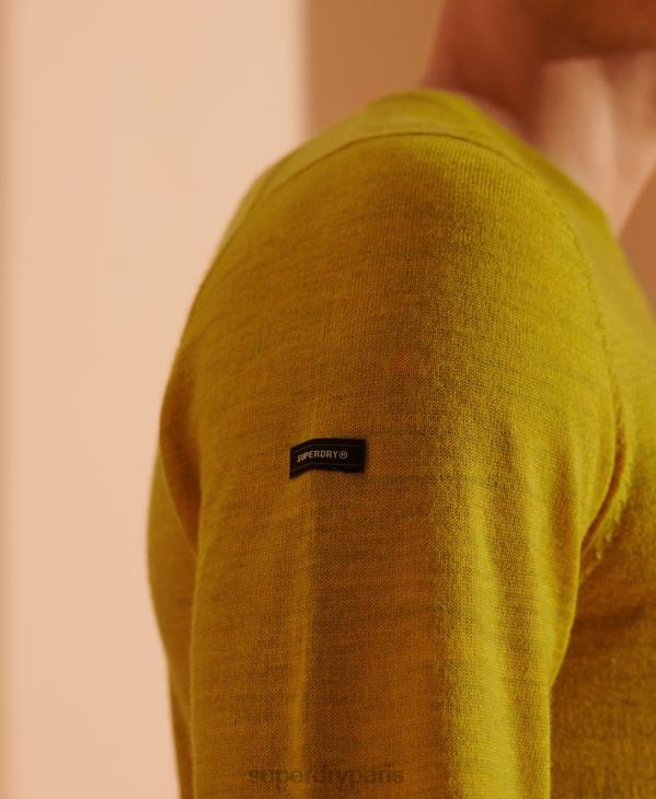 Superdry Hommes pull ras du cou léger en mérinos D64Z5303 vêtements jaune