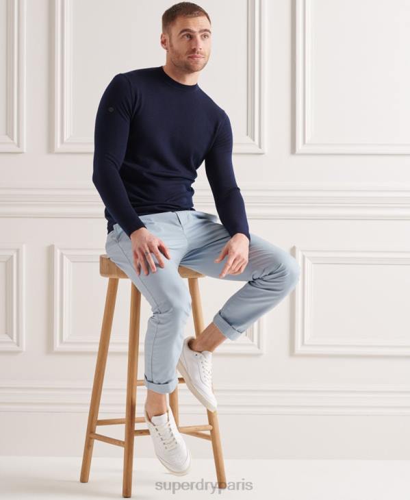Superdry Hommes pull ras du cou léger en mérinos D64Z5342 vêtements marine