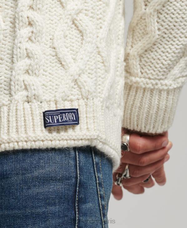 Superdry Hommes pull ras du cou à motif jacquard D64Z5244 vêtements crème