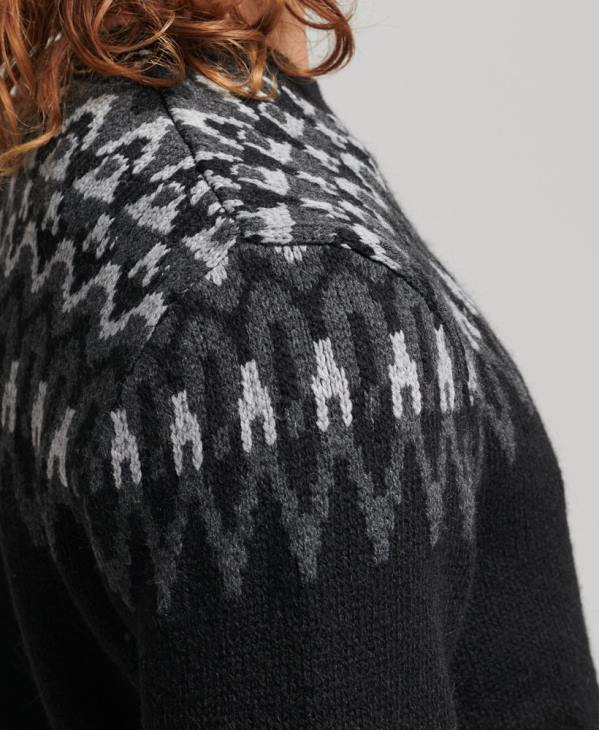 Superdry Hommes pull ras du cou à motif jacquard D64Z5246 vêtements noir