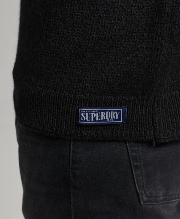 Superdry Hommes pull ras du cou à motif jacquard D64Z5246 vêtements noir