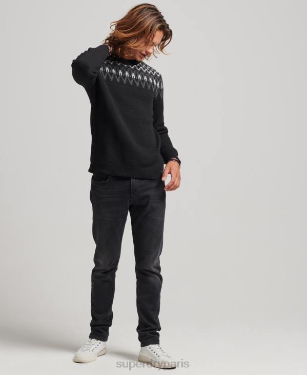Superdry Hommes pull ras du cou à motif jacquard D64Z5246 vêtements noir