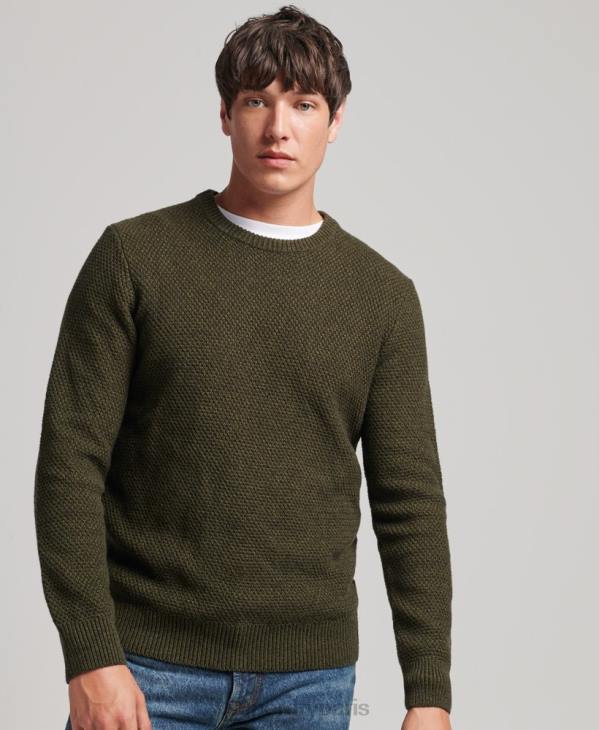 Superdry Hommes pull ras du cou texturé D64Z5332 vêtements vert