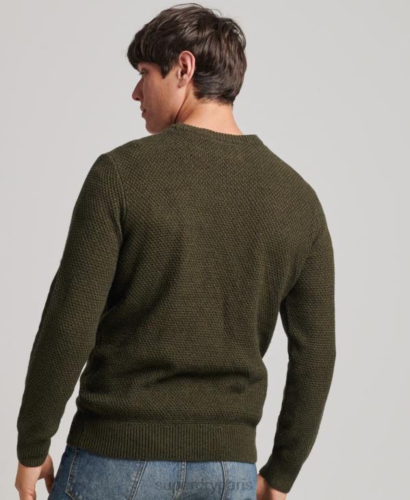 Superdry Hommes pull ras du cou texturé D64Z5332 vêtements vert