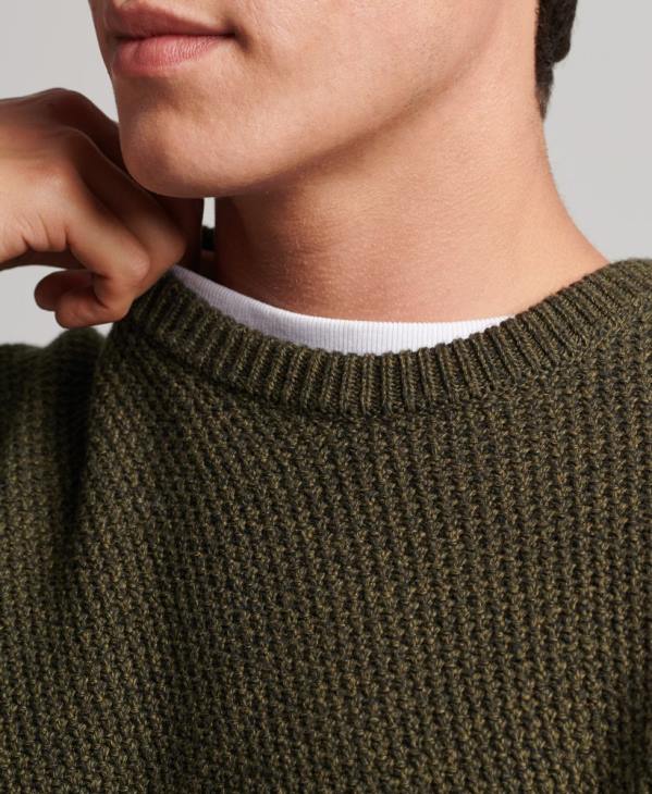 Superdry Hommes pull ras du cou texturé D64Z5332 vêtements vert