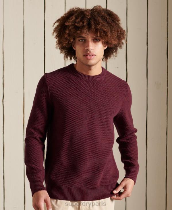 Superdry Hommes pull ras du cou texturé D64Z5343 vêtements rouge