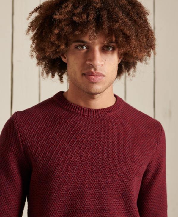 Superdry Hommes pull ras du cou texturé D64Z5343 vêtements rouge