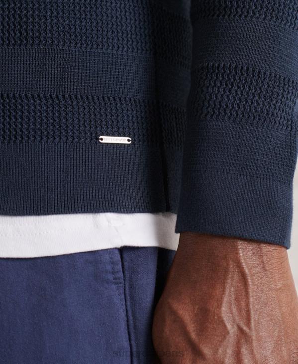 Superdry Hommes pull ras du cou texturé supima D64Z1356 vêtements marine