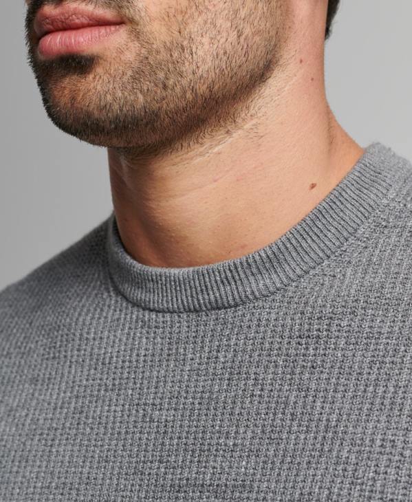 Superdry Hommes pull ras du cou texturé vintage D64Z1236 vêtements gris
