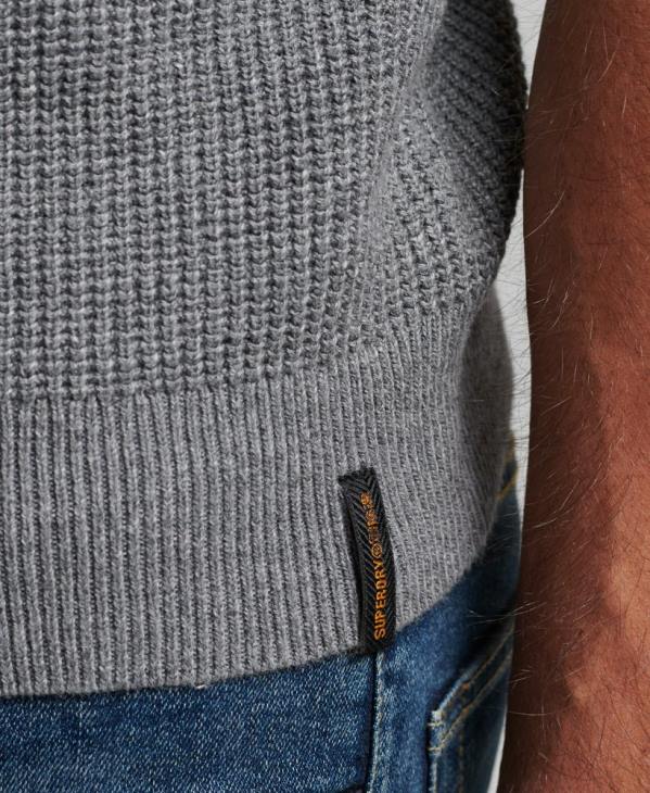 Superdry Hommes pull ras du cou texturé vintage D64Z1236 vêtements gris