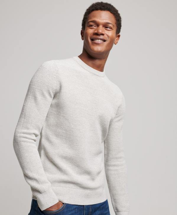 Superdry Hommes pull ras du cou texturé vintage D64Z1238 vêtements gris