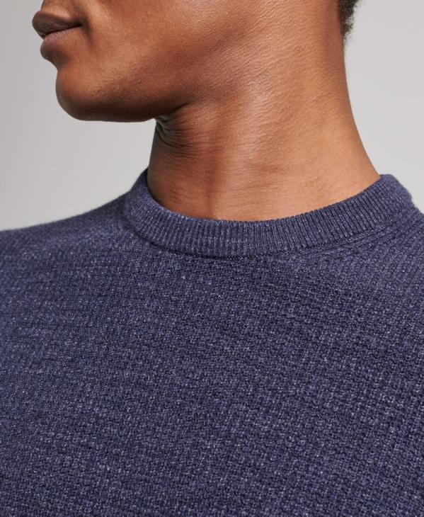 Superdry Hommes pull ras du cou texturé vintage D64Z1249 vêtements marine