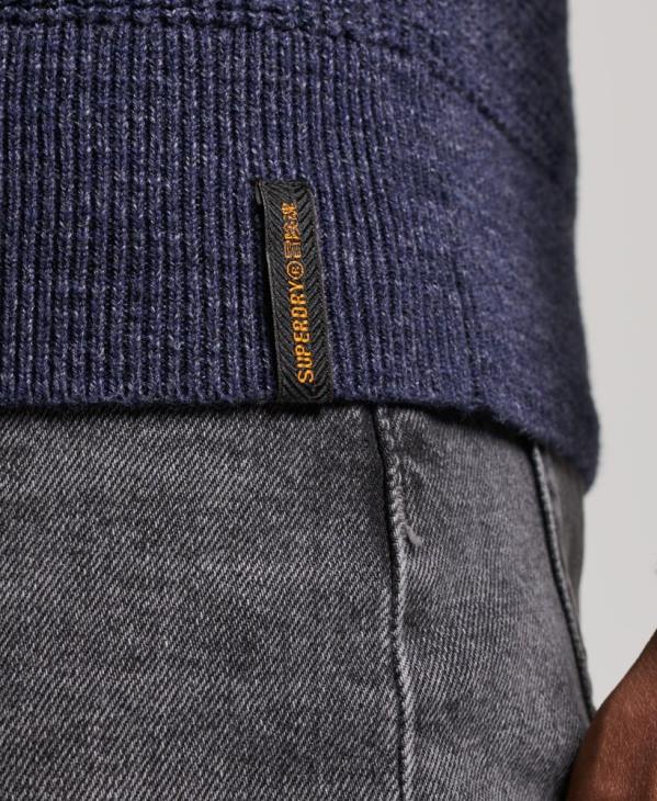 Superdry Hommes pull ras du cou texturé vintage D64Z1249 vêtements marine