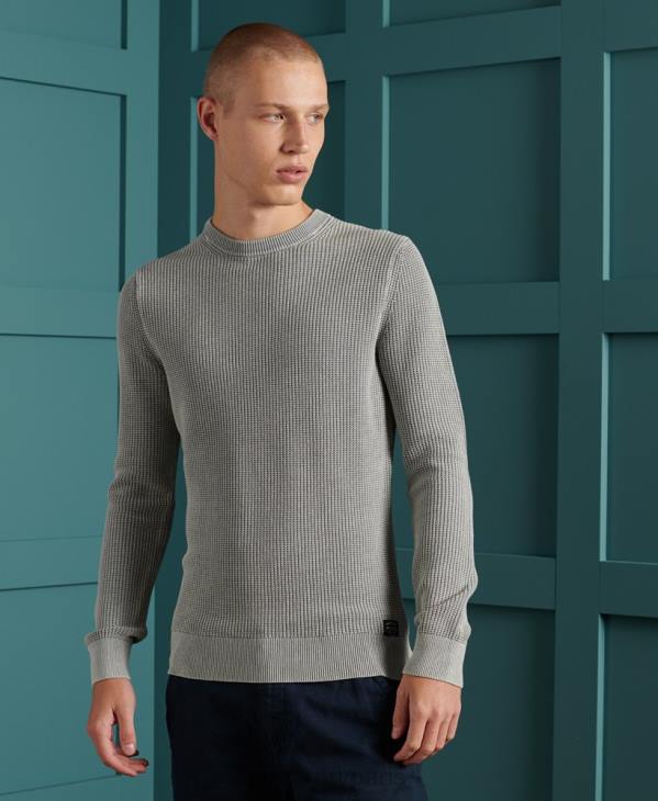Superdry Hommes pull ras du cou à texture teintée Academy D64Z5296 vêtements gris