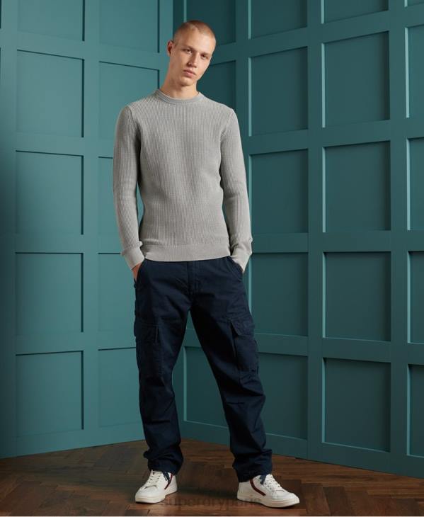 Superdry Hommes pull ras du cou à texture teintée Academy D64Z5296 vêtements gris