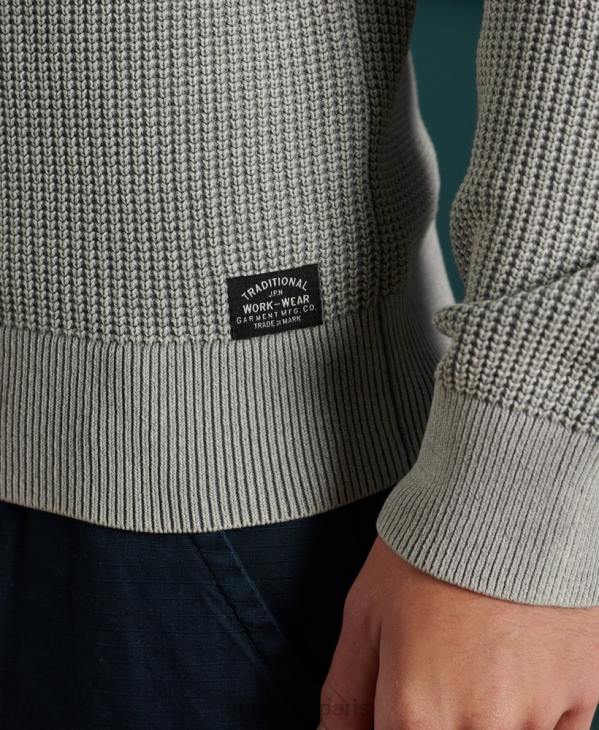 Superdry Hommes pull ras du cou à texture teintée Academy D64Z5296 vêtements gris