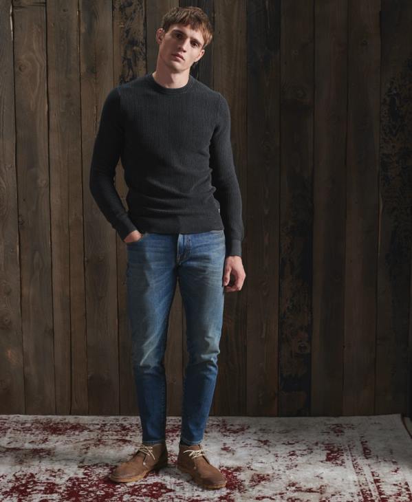 Superdry Hommes pull ras du cou à texture teintée Academy D64Z5336 vêtements noir
