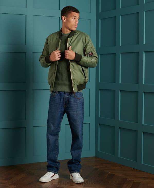 Superdry Hommes pull ras du cou à texture teintée Academy D64Z5346 vêtements vert