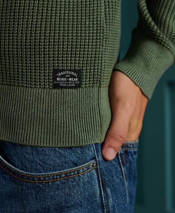 Superdry Hommes pull ras du cou à texture teintée Academy D64Z5346 vêtements vert