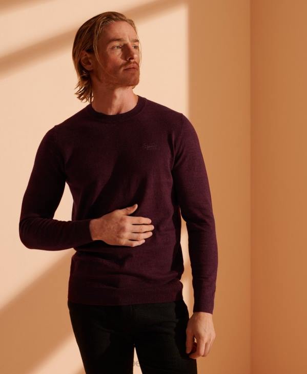 Superdry Hommes pull ras du cou à étiquette orange D64Z1351 vêtements rouge