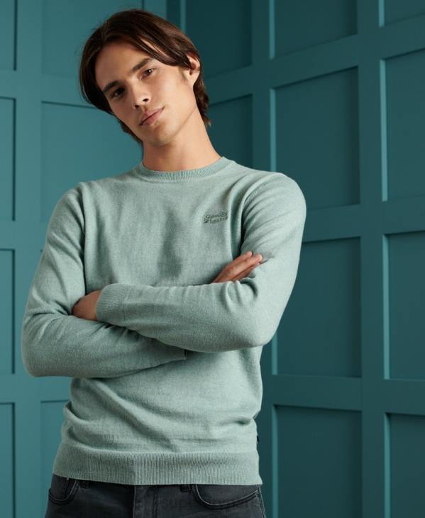 Superdry Hommes pull ras du cou à étiquette orange D64Z1357 vêtements bleu