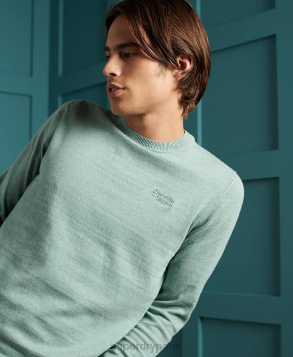 Superdry Hommes pull ras du cou à étiquette orange D64Z1357 vêtements bleu
