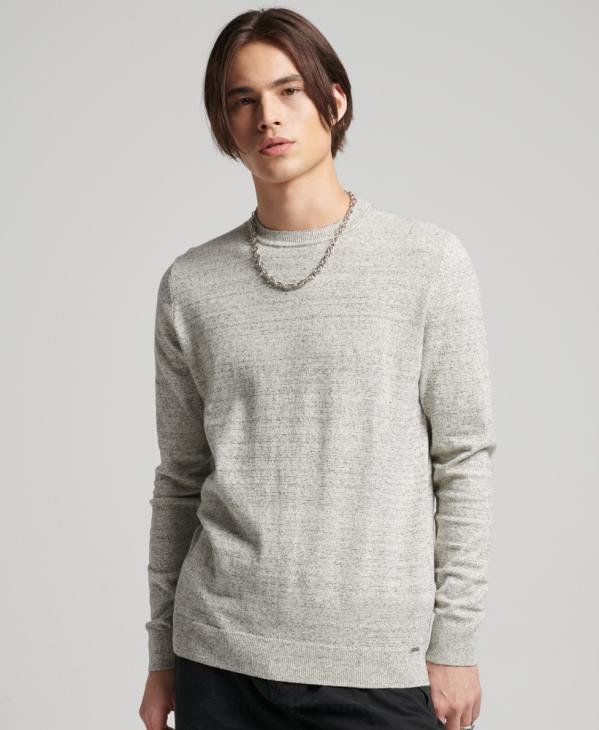 Superdry Hommes pull ras du cou à étiquette orange D64Z1365 vêtements gris clair