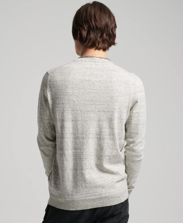 Superdry Hommes pull ras du cou à étiquette orange D64Z1365 vêtements gris clair