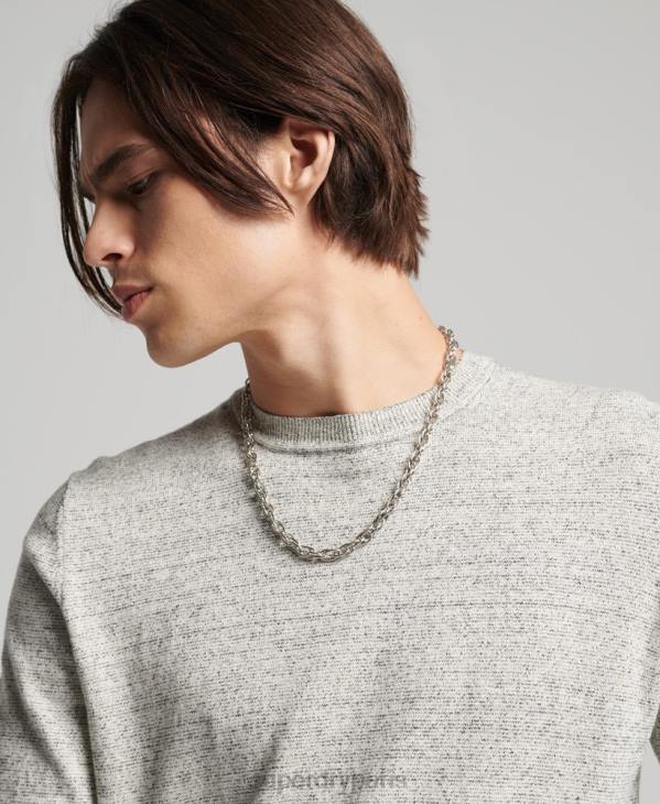 Superdry Hommes pull ras du cou à étiquette orange D64Z1365 vêtements gris clair