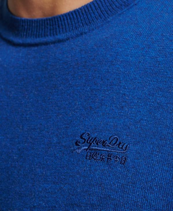 Superdry Hommes pull ras du cou à étiquette orange D64Z5324 vêtements bleu