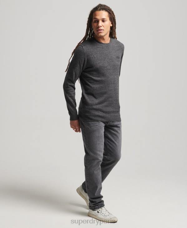 Superdry Hommes pull ras du cou à étiquette orange D64Z5335 vêtements gris