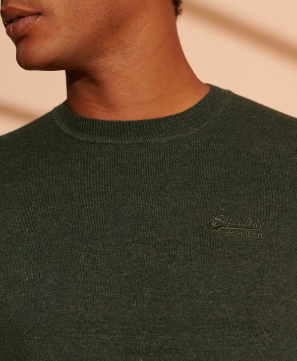 Superdry Hommes pull ras du cou à étiquette orange D64Z5340 vêtements vert