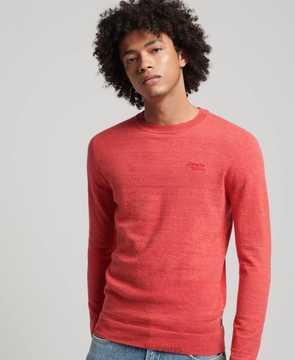 Superdry Hommes pull ras du cou à étiquette orange D64Z5352 vêtements rouge