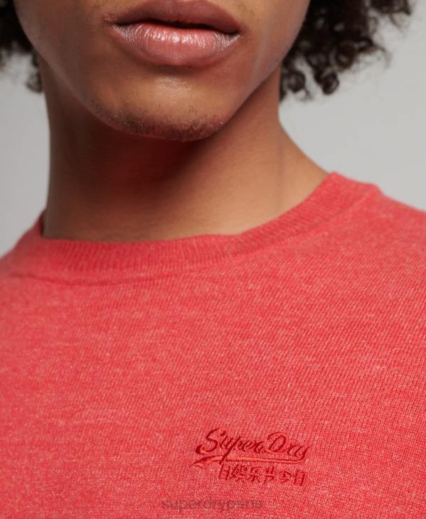 Superdry Hommes pull ras du cou à étiquette orange D64Z5352 vêtements rouge