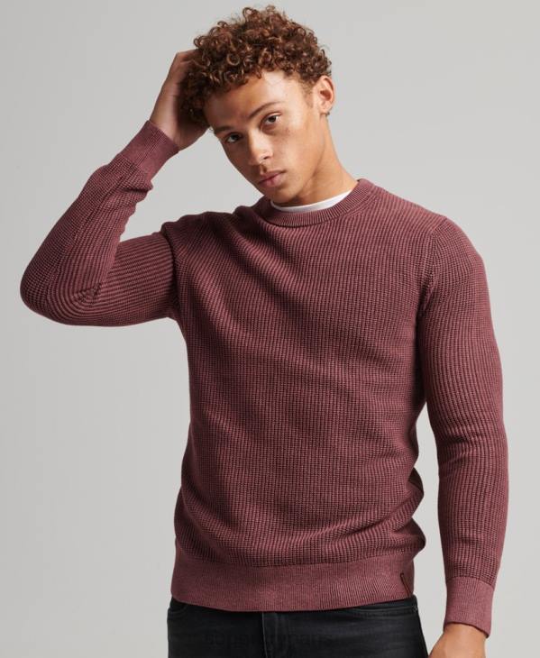 Superdry Hommes pull texturé teint à l'académie D64Z1348 vêtements rouge