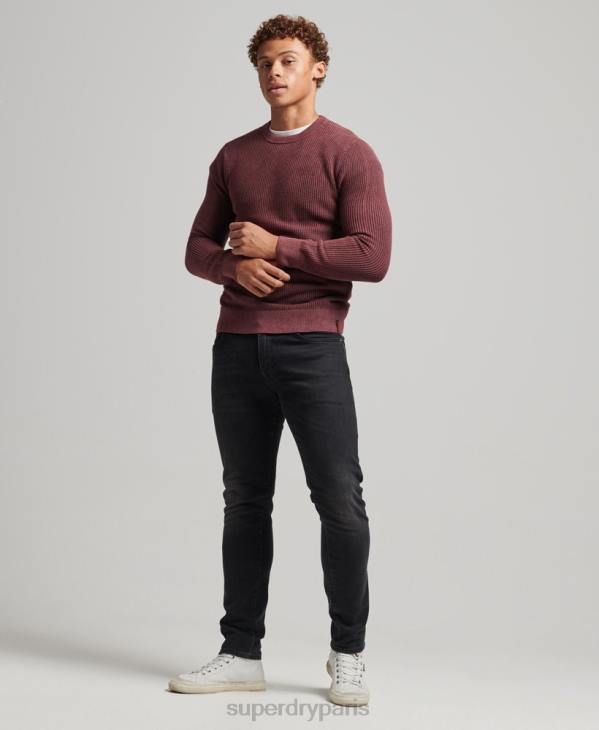 Superdry Hommes pull texturé teint à l'académie D64Z1348 vêtements rouge