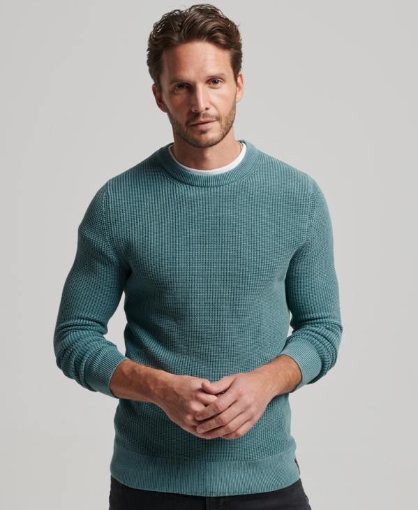 Superdry Hommes pull texturé teint à l'académie D64Z1349 vêtements bleu