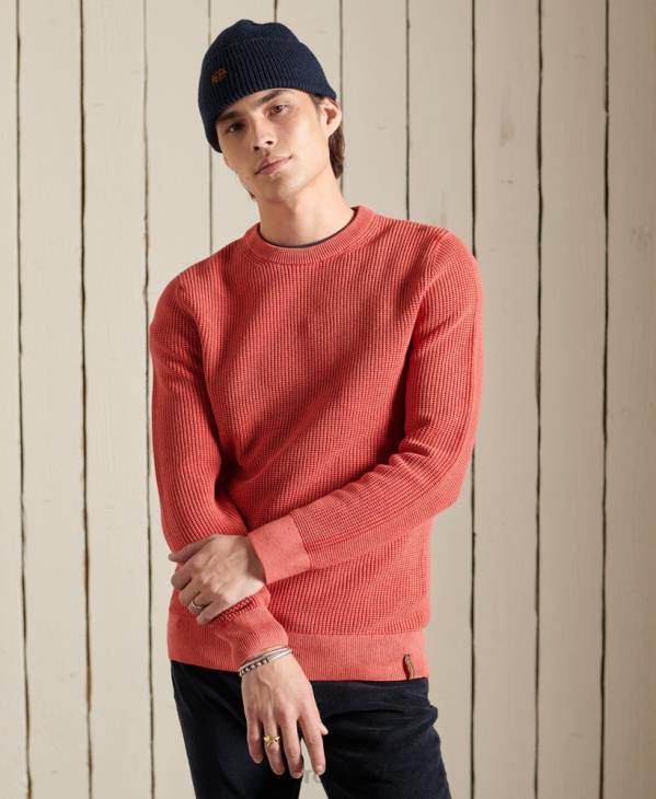 Superdry Hommes pull texturé teint à l'académie D64Z5300 vêtements rouge