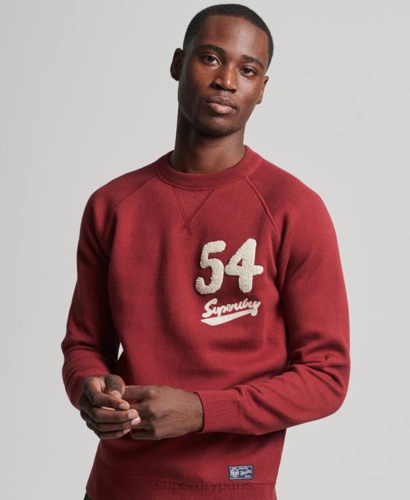 Superdry Hommes pull varsity crew D64Z1263 vêtements rouge